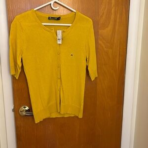 3/4 cardigan mustard color sweater. New with tags